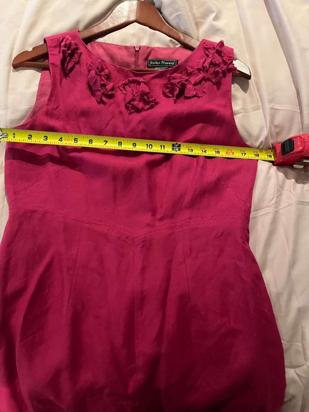 Jessica Howard Raspberry Pink Floral Appliqué Dress - Picture 4 of 5